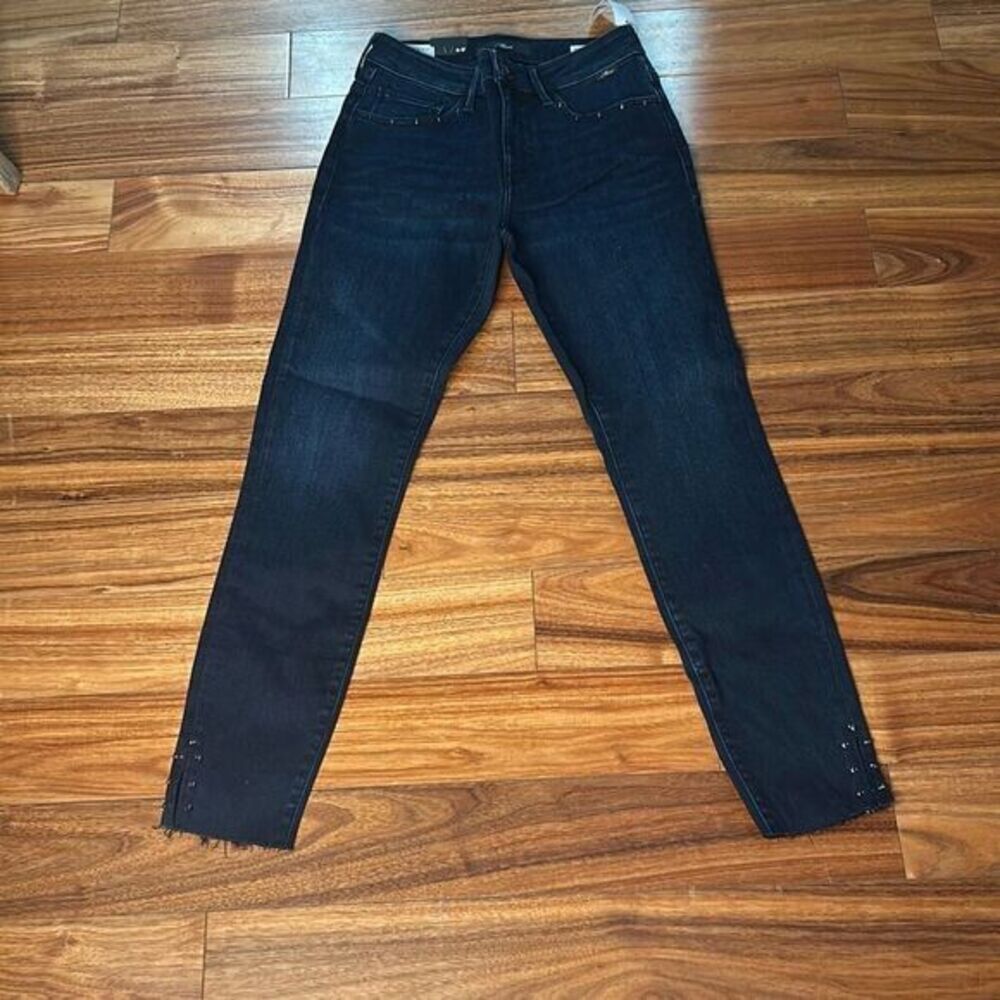 Mavi Tess high rise skinny jeans with bling trim raw hem ankle length woman's 27